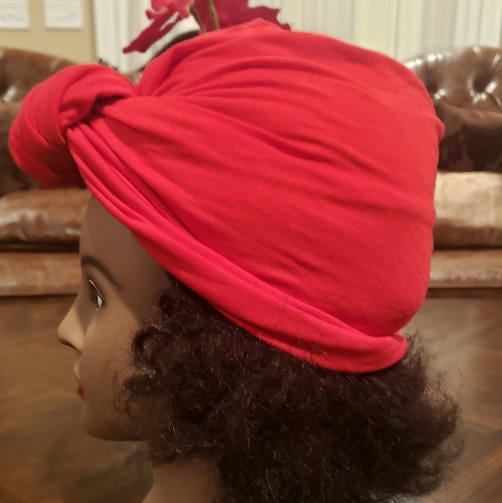 Red knotted turban